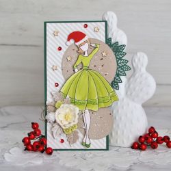 Kartka świąteczna z Mikołajką zielona
