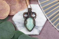 Miedziany wisiorek wire wrapping z amazonitem #530