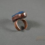 Tytanowy Agat Niebieski - miedziany pierścień