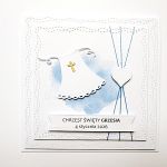 Kartka na Chrzest z szatką niebieska handmade - Kartka na Chrzest z szatką