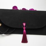Torebka kopertówka wesele czarna fuksja róż - czarna torebka wizytowa