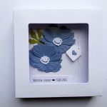 Kartka ślubna z niebieskimi kwiatami handmade - Kartka na ślub w ozdobnym pudełku