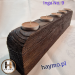 Świecznik drewniany SSB dymno-szary bursztyn Inga No. 9 - 
