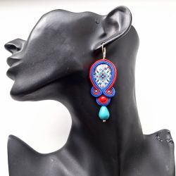 Red Rooster kolczyki sutaszowe