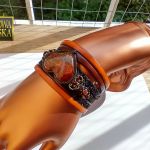 Vintage - bransoleta z żywicy i rzemieni - 