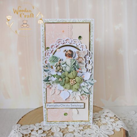 Kartka chrzest roczek "PeachBabyGirl" GOTOWY
