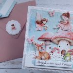 Kartka urodzinowa z wróżkami 3, personalizacja - Tył koperty i przód etykietki