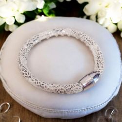 Bransoletka rzemykowa srebrna panterka