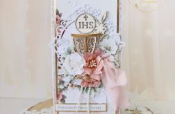 Kartka komunijna pamiątka "LovelyPink1"GOTOWA