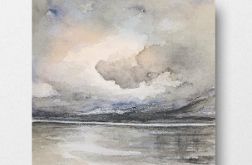 Pejzaż-akwarela formatu 20/20 cm .