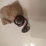 Pierścionek "Kręciołek"z miedzi i naturalnego malachitu - Pier ścionek z malachitem