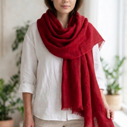 SZAL DAMSKI LNIANY CZERWONY FELTMONDO 