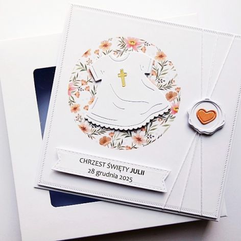 Kartka z szatką na Chrzest minimalistyczna 