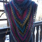 Duża cieniowana chusta ażurowa, na drutach - cieniowana chusta