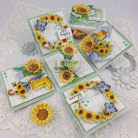 Urodzinowy exploding box ze słonecznikami