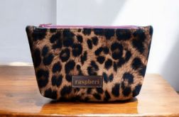 Kosmetyczka MIDI z weluru w panterkę