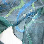 Morskie wodorosty, jedwabna malowana chusta - Morskie wodorosty,jedwabna malowana chusta
