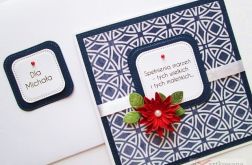 Kartka Z ŻYCZENIEM granatowo-biała