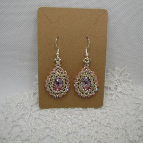 Kolczyki łezki kryształowe Swarovski różowe