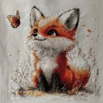 Poszewka z haftem liska do poduszki dekoracyjnej - 