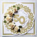Kartka ROCZNICA ŚLUBU z różami #1 - Biało-złota kartka na rocznicę ślubu z różami