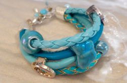 Bransoletka rzemykowa turkus.