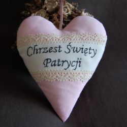 Zawieszka sercowa - pamiątka chrztu, komunii