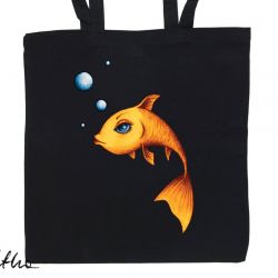 Złota rybka - torba z nadrukiem czarna