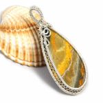 Jaspis Srebrny wisior z jaspisem trzmielim. - wisior wire wrapped