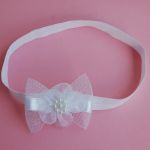 Opaska niemowlęca - "Kokardka w bieli" - 