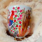 Wiejskie klimaty duży ręcznie malowany kubek 550 ml. - Malowany dookoła