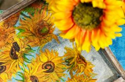Taca dekoracyjna, słoneczniki, van Gogh, prezent, postarzana