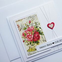 Kartka ślubna romantyczna z bukietem róż 