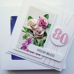 Kartka urodzinowa z różami pastelowa handmade