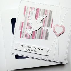 Kartka ręcznie robiona na Chrzest z gołębicą