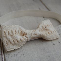 Opaska niemowlęca - Koronkowa w złamanej bieli
