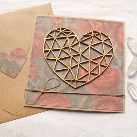 kartka ślubna, miłosna - geometryczne serce