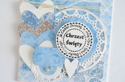 Kartka na Chrzest Święty w błękicie