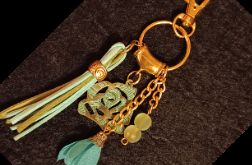 Złoto turkusowa zawieszka do torebki