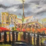 Katedra Notre Dame,  płótno,  40x50x2 cm. - 