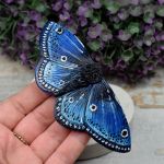 Duża spinka do włosów - motyl w odcieniach granatu - duża spinka niebieski motyl