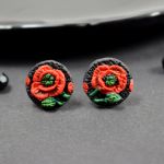 Komplet biżuterii "czerwone maki" naszyjnik i kolczyki sztyfty - biżuteria mak