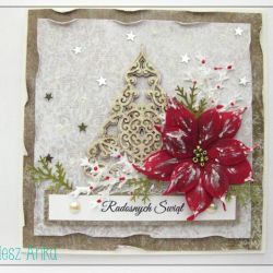 Kartka świąteczna z brokatową choinką