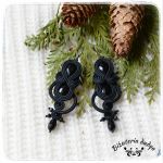 Kolczyki sutasz soutache Long Black czarne - Soutage