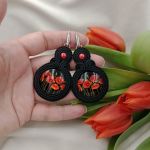 Sutasz duże kolczyki maki makowe soutache - klipsy maki