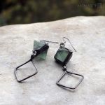 Heksaedrowe z miętą II - kolczyki z fluorytami