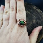 Rozmiar 19 - miedziany pierścionek z zoisytem - Wire wrapping miedź