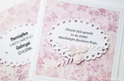 Kartka NA CHRZEST ŚWIĘTY różowa