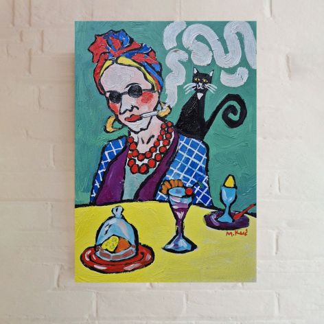 obraz olejny dama kot wie pierwszy