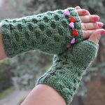 Zielone rękawiczki mitenki  - krótkie - ciepłe rękawiczki